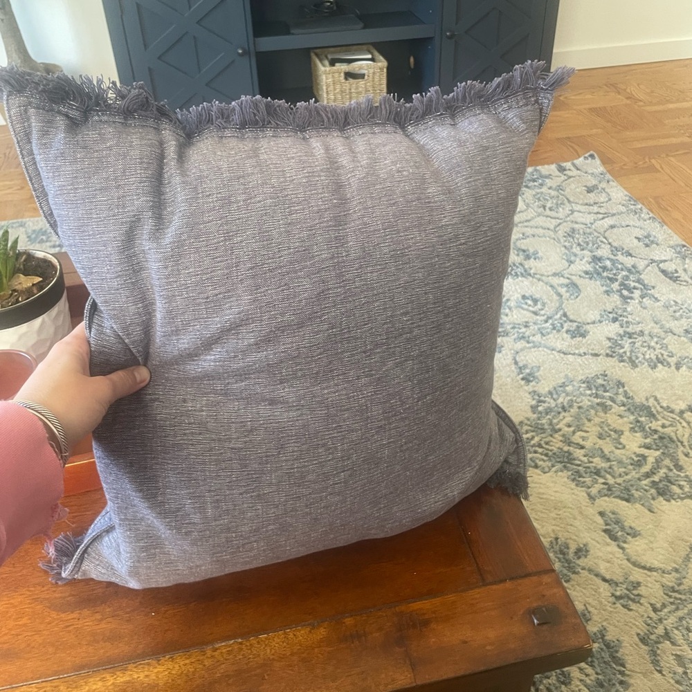 Fringed Decorative Throw Pillow - Gray